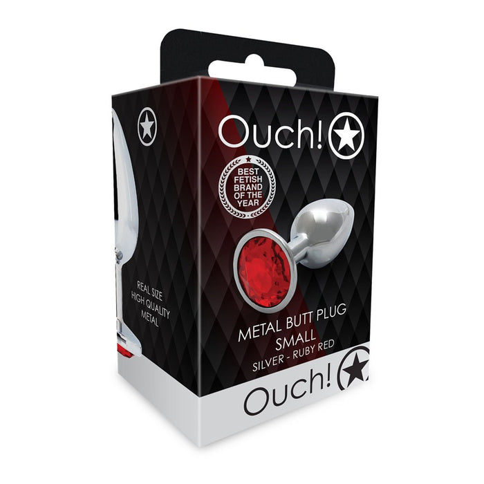 Shots Ouch! Round Gem Butt Plug Small Silver/ruby Red - SexToy.com