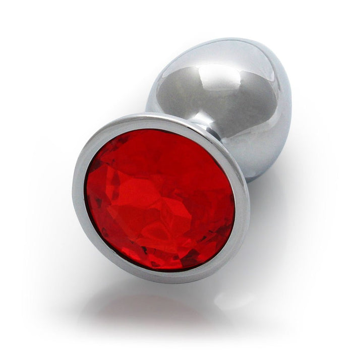 Shots Ouch! Round Gem Butt Plug Small Silver/ruby Red - SexToy.com