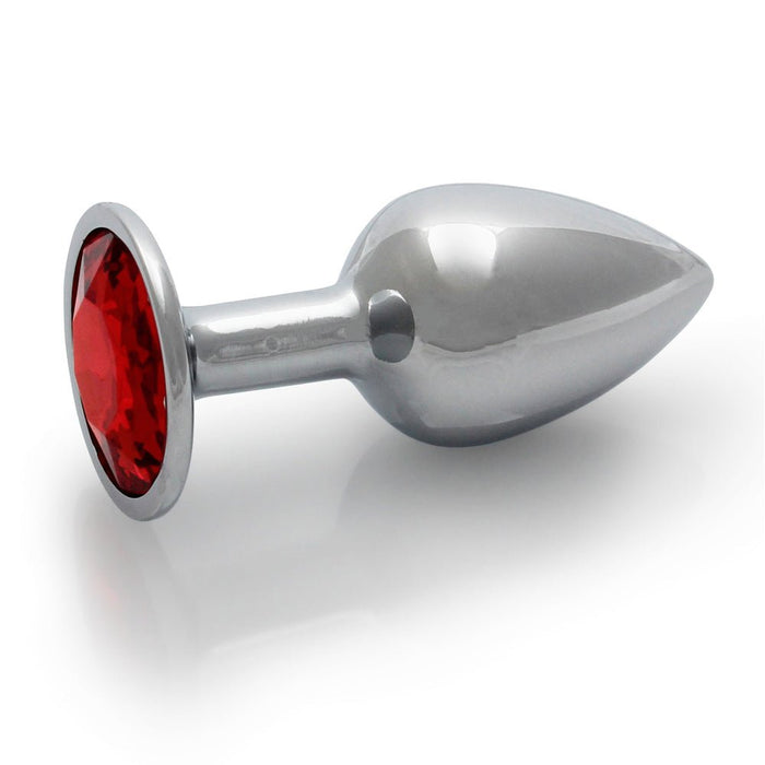 Shots Ouch! Round Gem Butt Plug Small Silver/ruby Red - SexToy.com