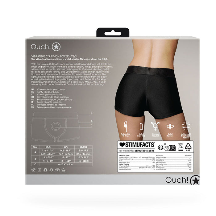 Shots Ouch Vibrating Strap On Boxer - Black Xs/s - SexToy.com