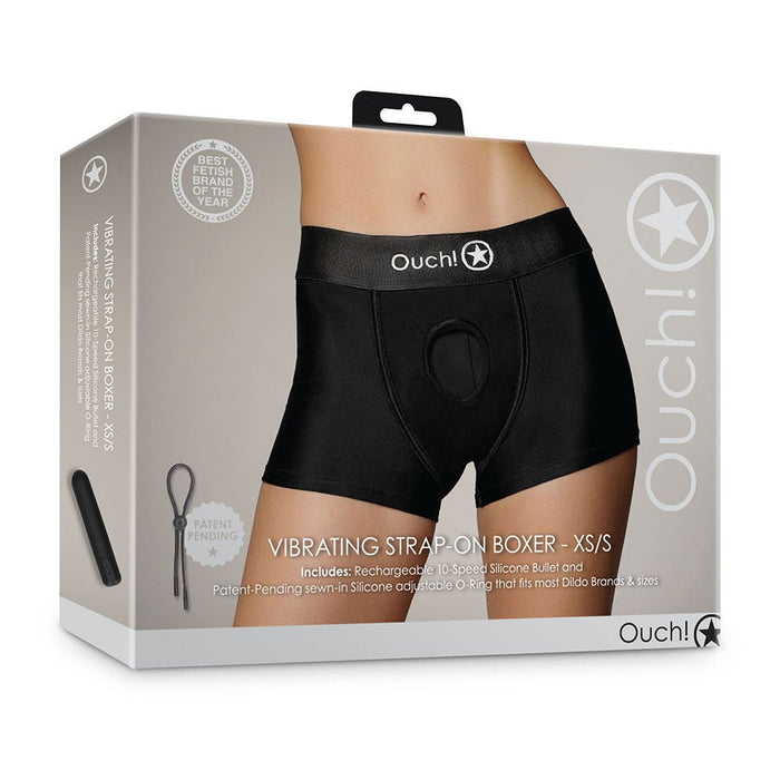 Shots Ouch Vibrating Strap On Boxer - Black Xs/s - SexToy.com