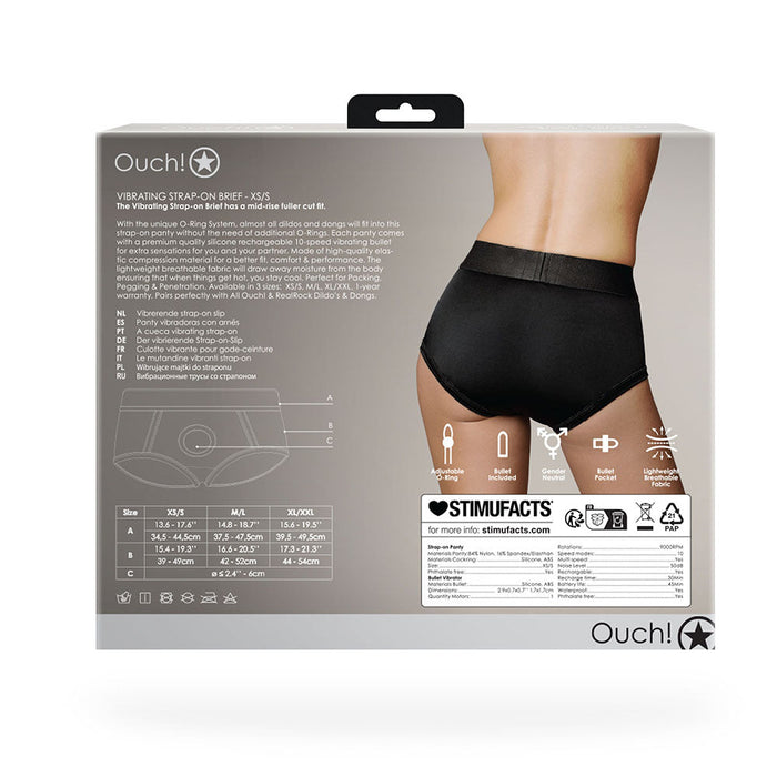 Shots Ouch Vibrating Strap On Brief - Black Xs/s - SexToy.com