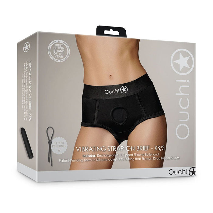 Shots Ouch Vibrating Strap On Brief - Black Xs/s - SexToy.com