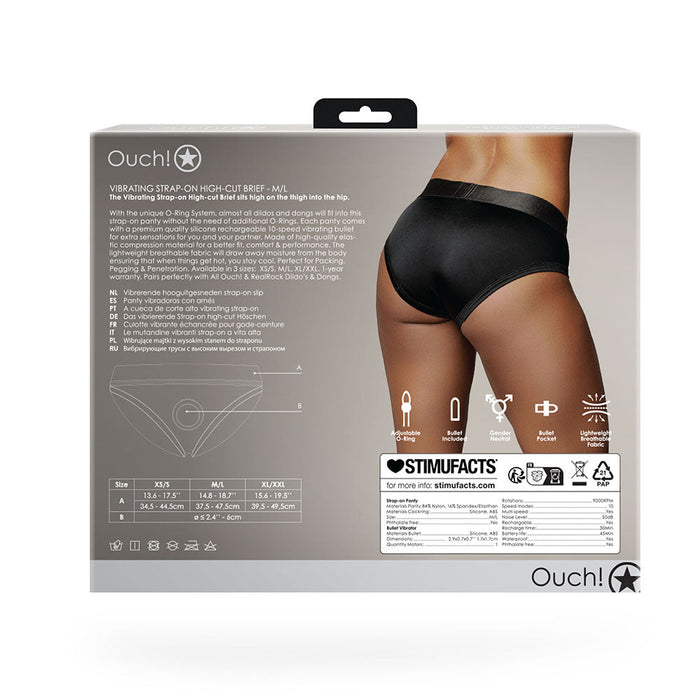 Shots Ouch Vibrating Strap On High - cut Brief - Black M/l - SexToy.com