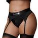 Shots Ouch Vibrating Strap On Thong W/adjustable Garters - Black Xl/xxl - SexToy.com