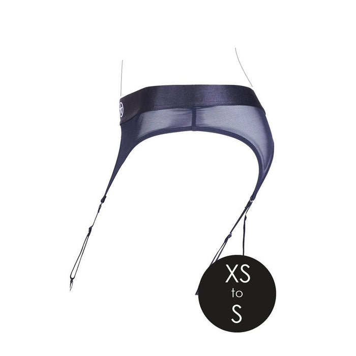 Shots Ouch Vibrating Strap On Thong W/adjustable Garters - Black Xs/s - SexToy.com