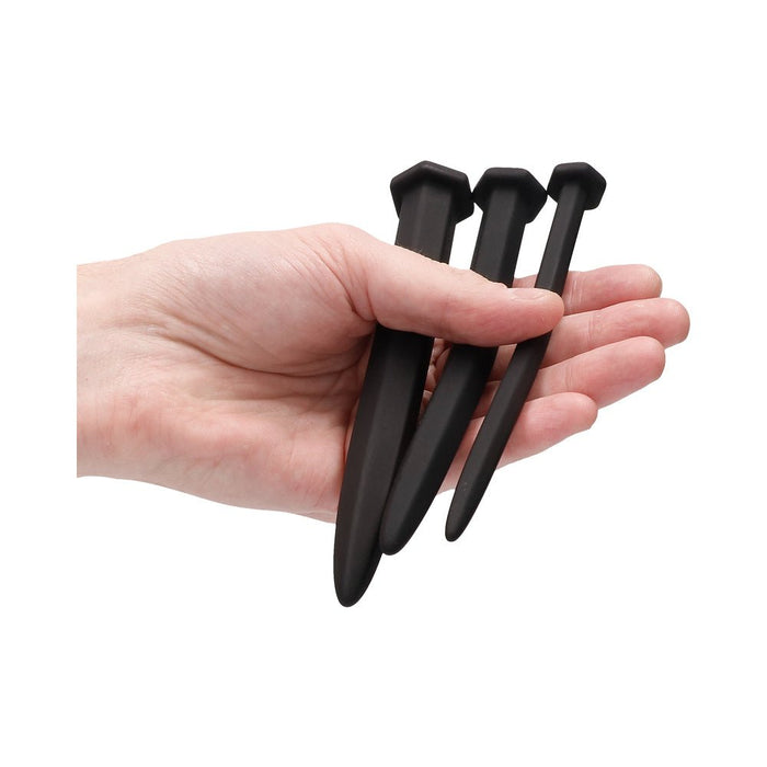 Silicone Rugged Nail Plug Set - Urethral Sounding - Black - SexToy.com