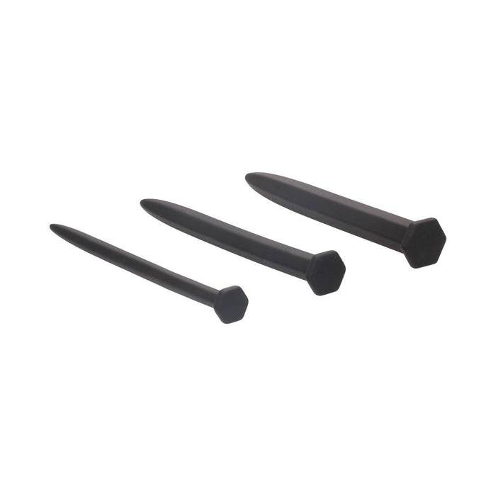 Silicone Rugged Nail Plug Set - Urethral Sounding - Black - SexToy.com