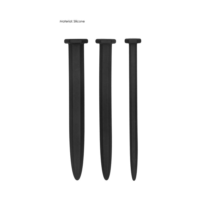 Silicone Rugged Nail Plug Set - Urethral Sounding - Black - SexToy.com