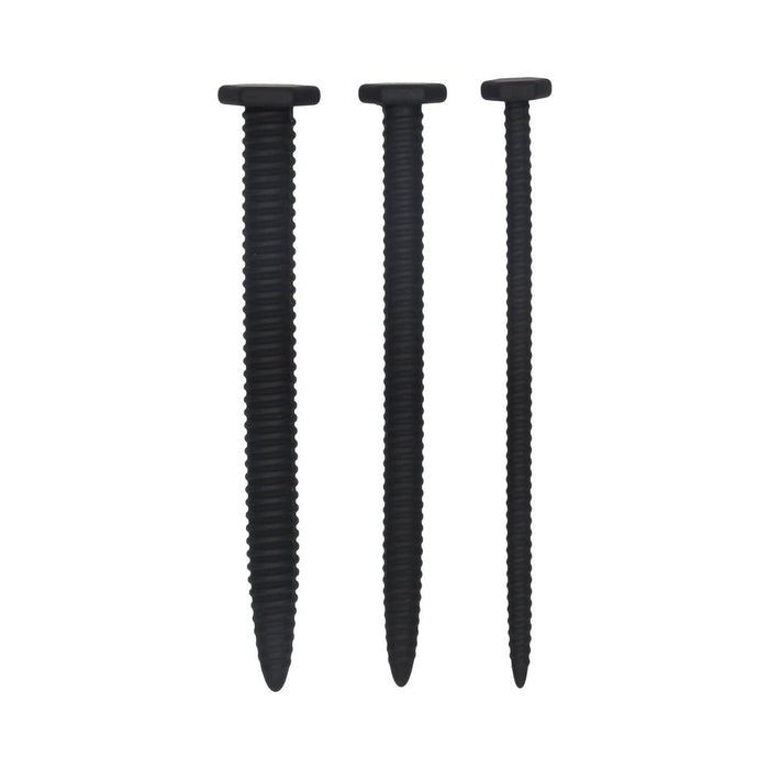 Silicone Screw Plug Set - Urethral Sounding - Black - SexToy.com