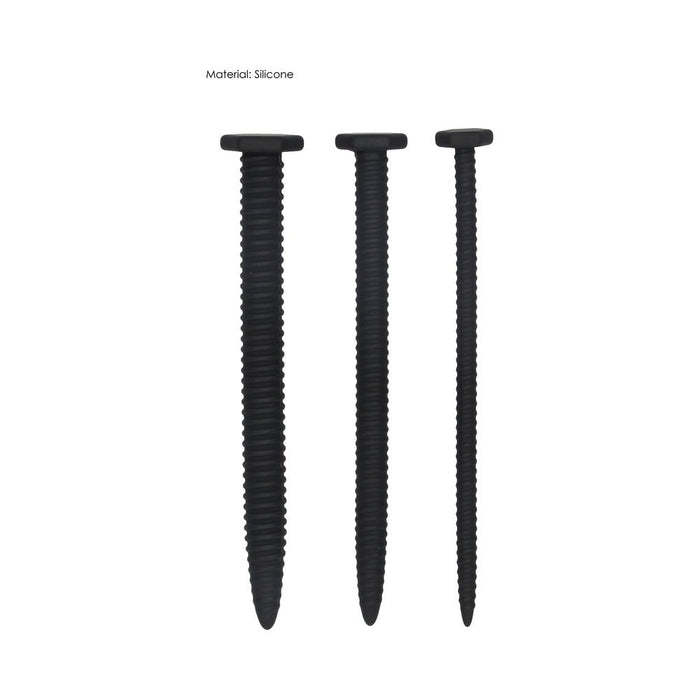 Silicone Screw Plug Set - Urethral Sounding - Black - SexToy.com