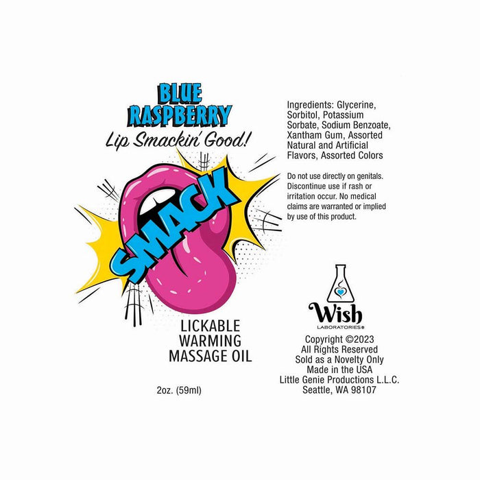 Smack Lickable Massage Oil Blue Raspberry 2 Oz. - SexToy.com