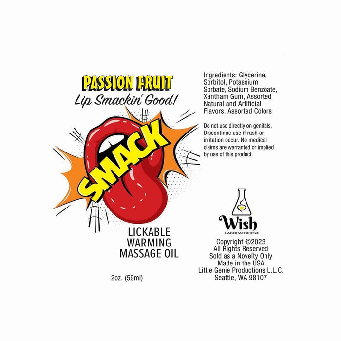 Smack Lickable Massage Oil Passion Fruit 2 Oz. - SexToy.com