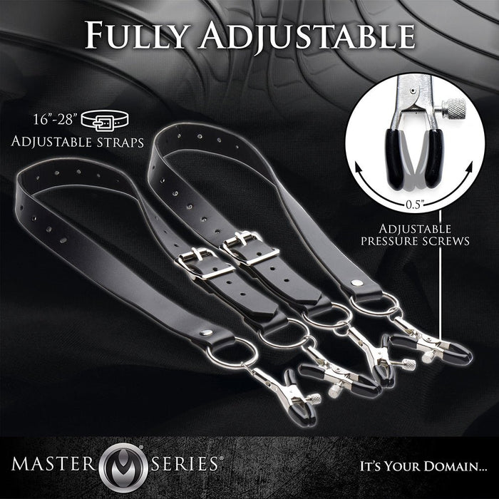 Spread Labia Spreader Straps with Clamps Black - SexToy.com