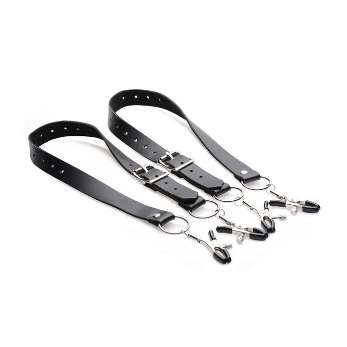 Spread Labia Spreader Straps with Clamps Black - SexToy.com