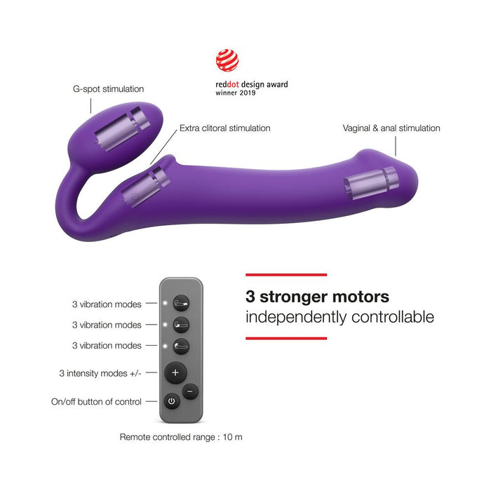 Strap - on - me Vibrating 3 Motors Strap On XL Purple - SexToy.com