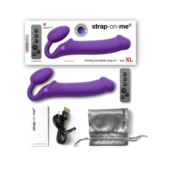 Strap - on - me Vibrating 3 Motors Strap On XL Purple - SexToy.com