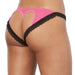 Stretch Mesh w/Spandex & Stretch Lace Open Back Panty Hot Pink/Black LG - SexToy.com