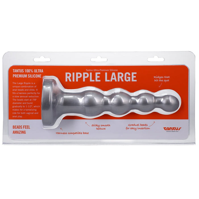 Tantus Ripple Large 8 In. Anal Beads Dildo Medium - firm Silver - SexToy.com