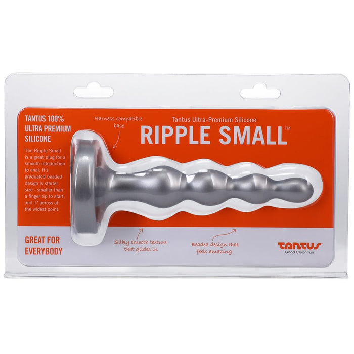 Tantus Ripple Small 8 In. Anal Beads Dildo Firm Silver - SexToy.com