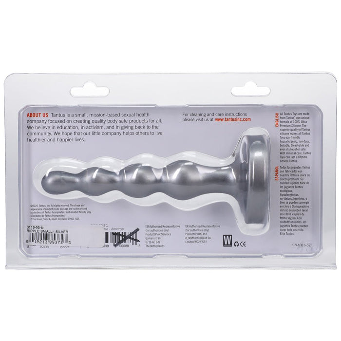 Tantus Ripple Small 8 In. Anal Beads Dildo Firm Silver - SexToy.com