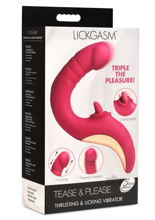 Tease and Please Thrusting and Licking Vibrator - Fuchsia - SexToy.com