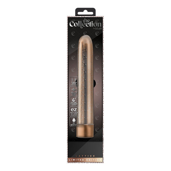 The Collection Lattice Limited Edition Rechargeable 7 In. Vibrator Rose Gold - SexToy.com