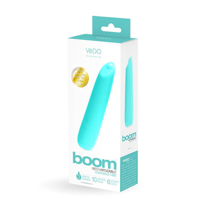 Vedo Boom Rechargeable Warming Silicone Slimline Vibrator Turquoise - SexToy.com