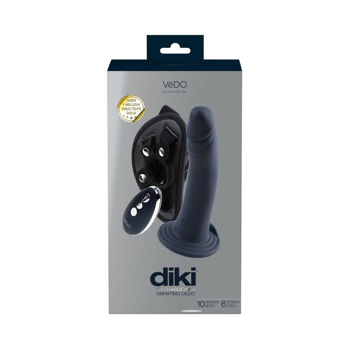 Vedo Diki Rechargeable Vibrating Dildo With Harness Just Black - SexToy.com