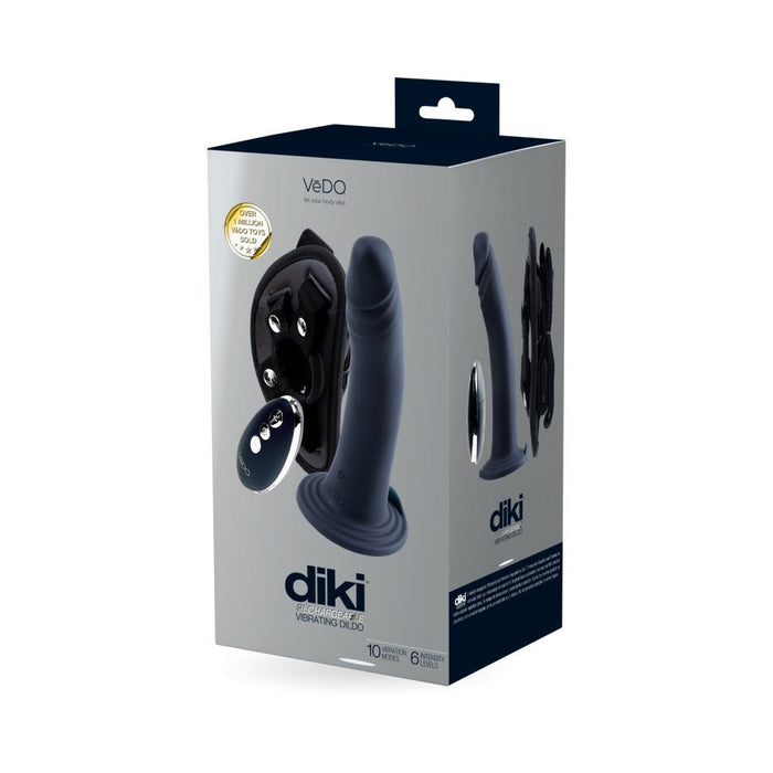 Vedo Diki Rechargeable Vibrating Dildo With Harness Just Black - SexToy.com