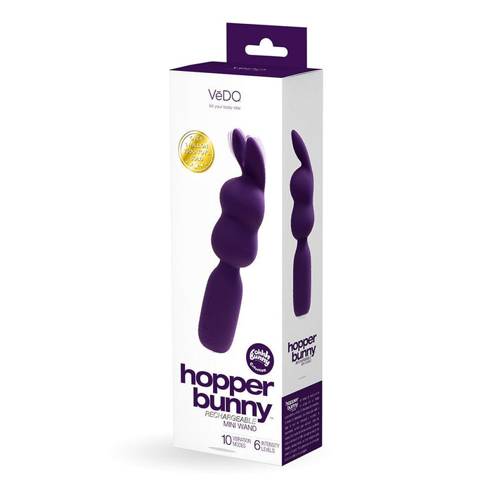 Vedo Hopper Bunny Rechargeable Silicone Mini Wand Vibrator Purple - SexToy.com