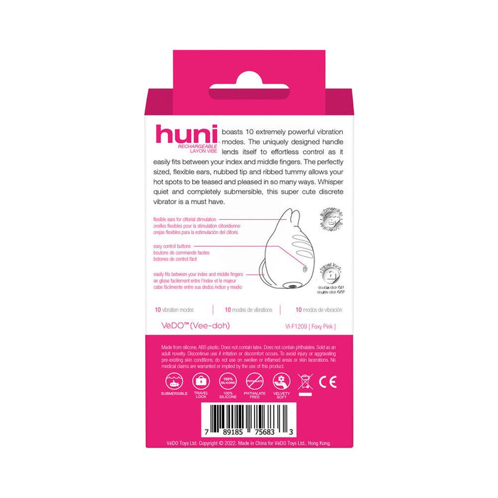 Vedo Huni Rechargeable Finger Vibe Tease Me Foxy Pink - SexToy.com