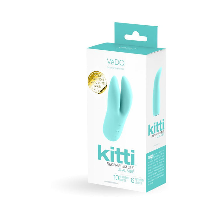 Vedo Kitti Rechargeable Dual Vibe Tease Me Turquoise - SexToy.com