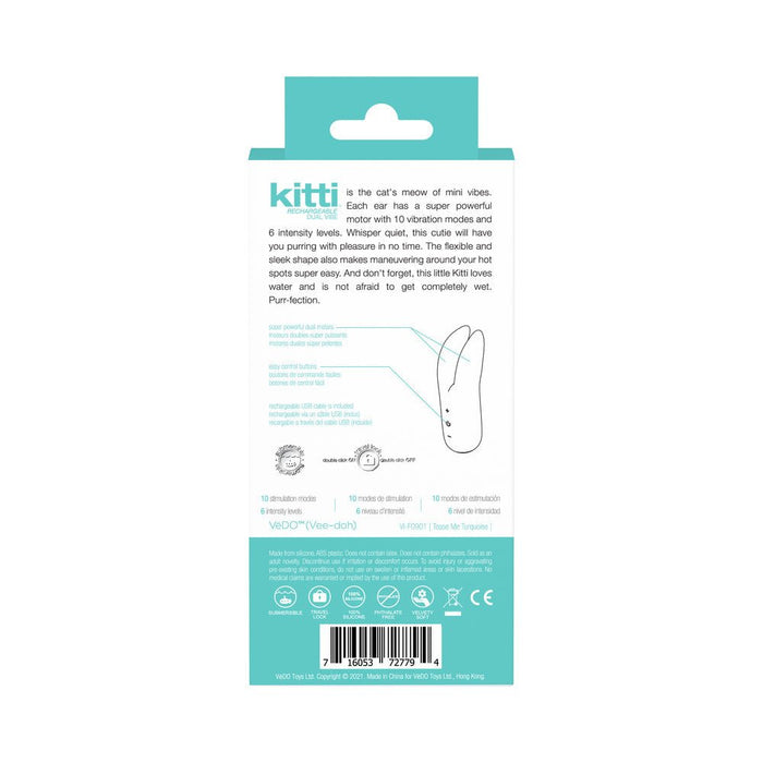 Vedo Kitti Rechargeable Dual Vibe Tease Me Turquoise - SexToy.com