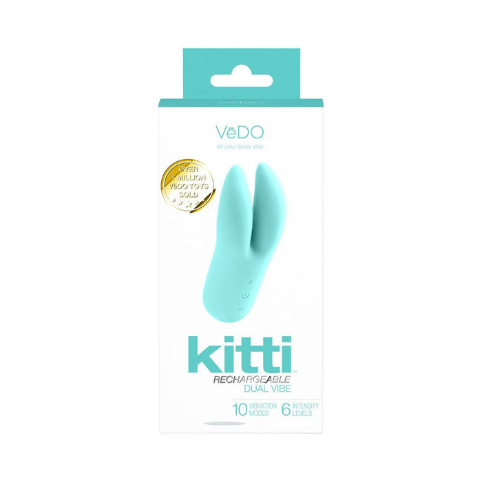 Vedo Kitti Rechargeable Dual Vibe Tease Me Turquoise - SexToy.com