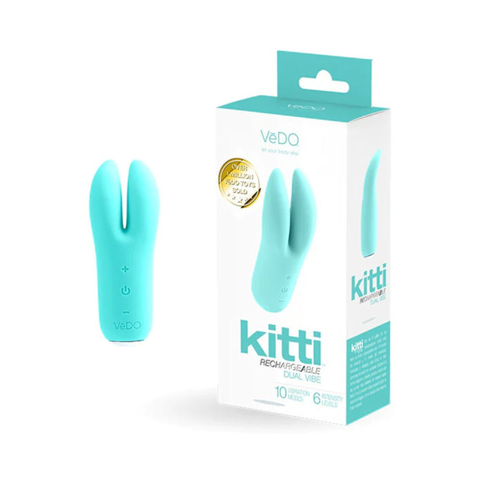 Vedo Kitti Rechargeable Dual Vibe Tease Me Turquoise - SexToy.com