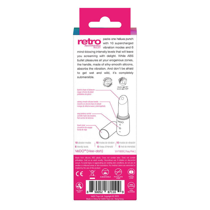 Vedo Retro Rechargeable Bullet Pink - SexToy.com