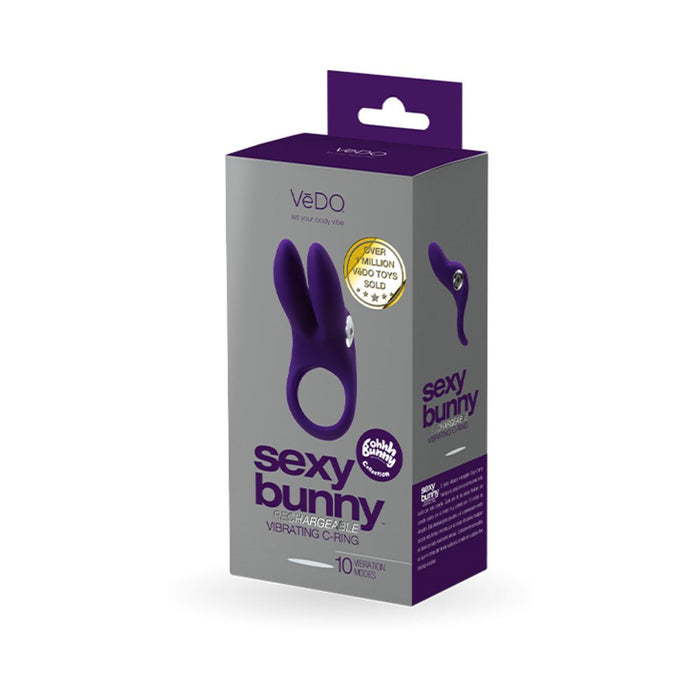 Vedo Sexy Bunny Rechargeable Vibrating C - ring Deep Purple - SexToy.com