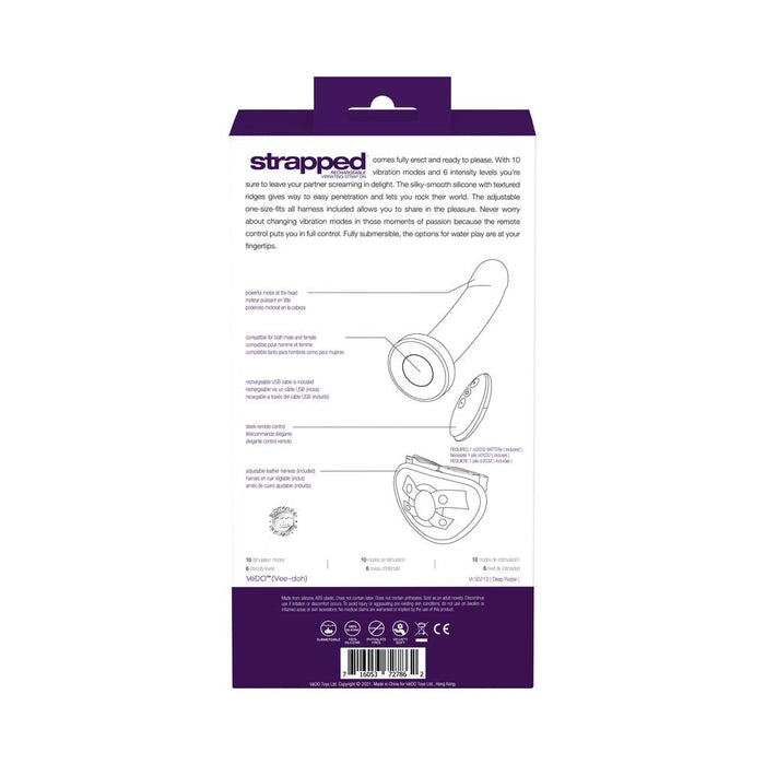 Vedo Strapped Rechargeable Vibrating Strap - on Deep Purple - SexToy.com