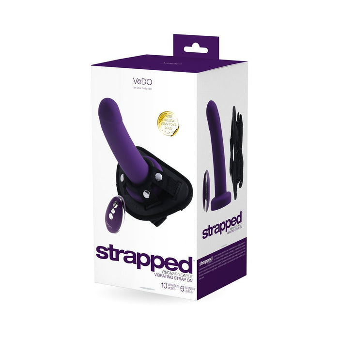 Vedo Strapped Rechargeable Vibrating Strap - on Deep Purple - SexToy.com