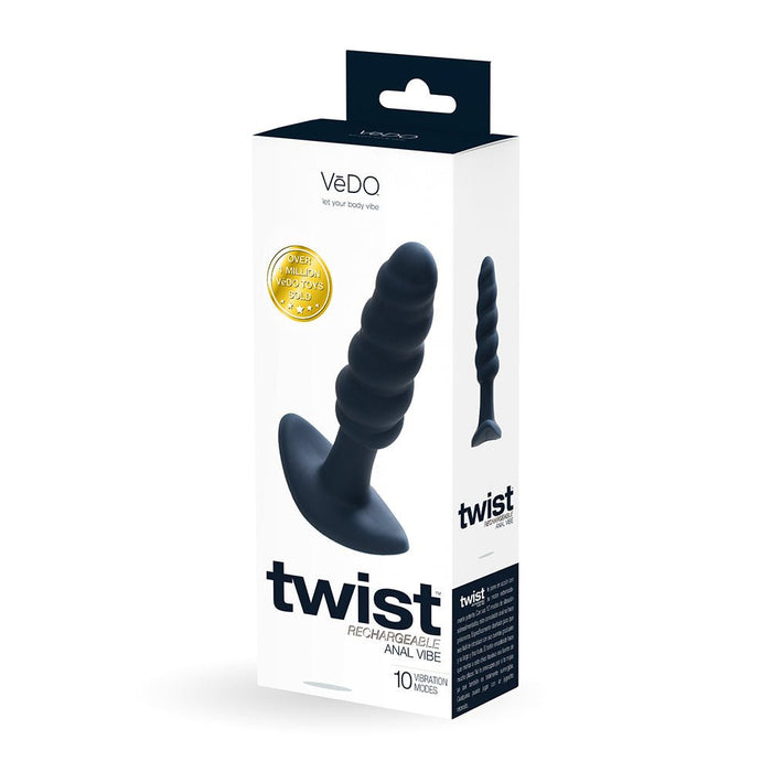 Vedo Twist Rechargeable Silicone Vibrating Anal Plug Black - SexToy.com