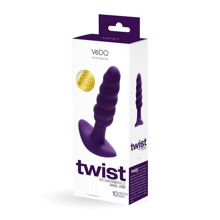 Vedo Twist Rechargeable Silicone Vibrating Anal Plug Purple - SexToy.com