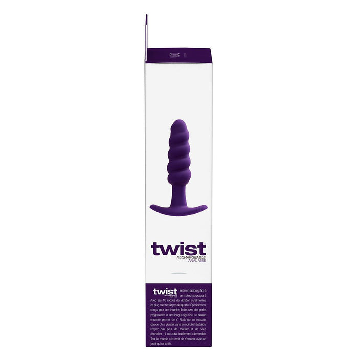 Vedo Twist Rechargeable Silicone Vibrating Anal Plug Purple - SexToy.com