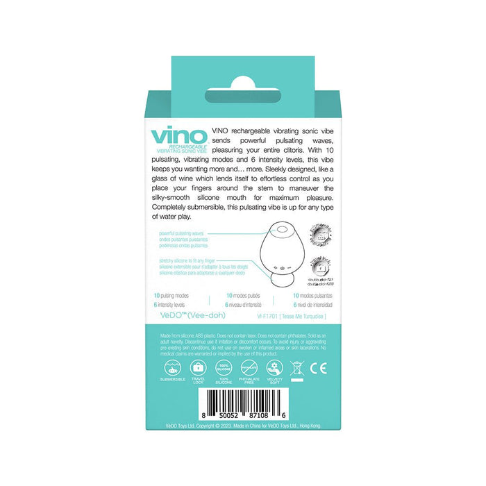 Vedo Vino Rechargeable Vibrating Sonic Vibe Turquoise - SexToy.com