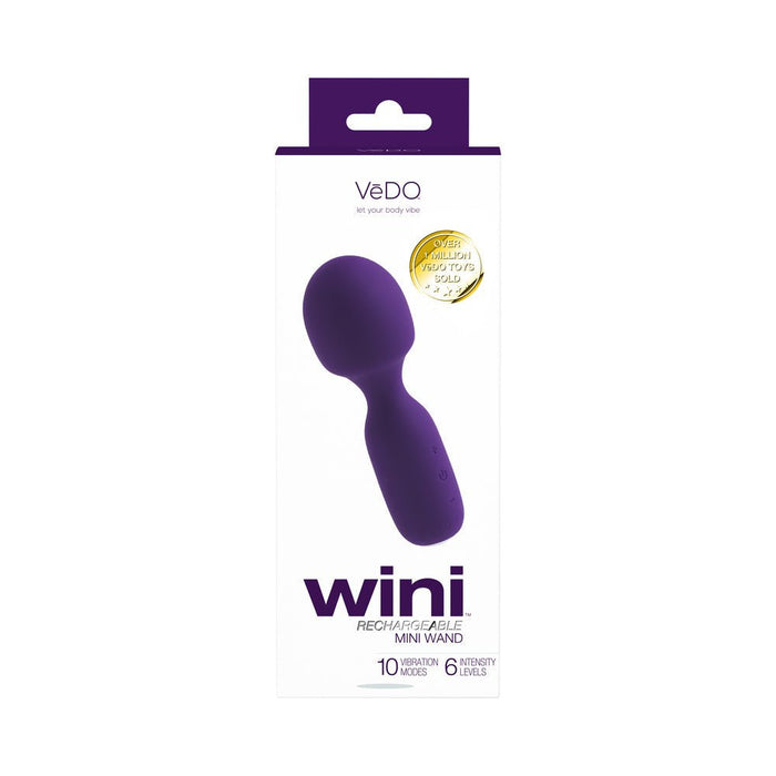 Vedo Wini Rechargeable Mini Wand Deep Purple - SexToy.com