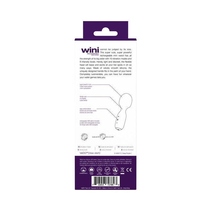 Vedo Wini Rechargeable Mini Wand Deep Purple - SexToy.com