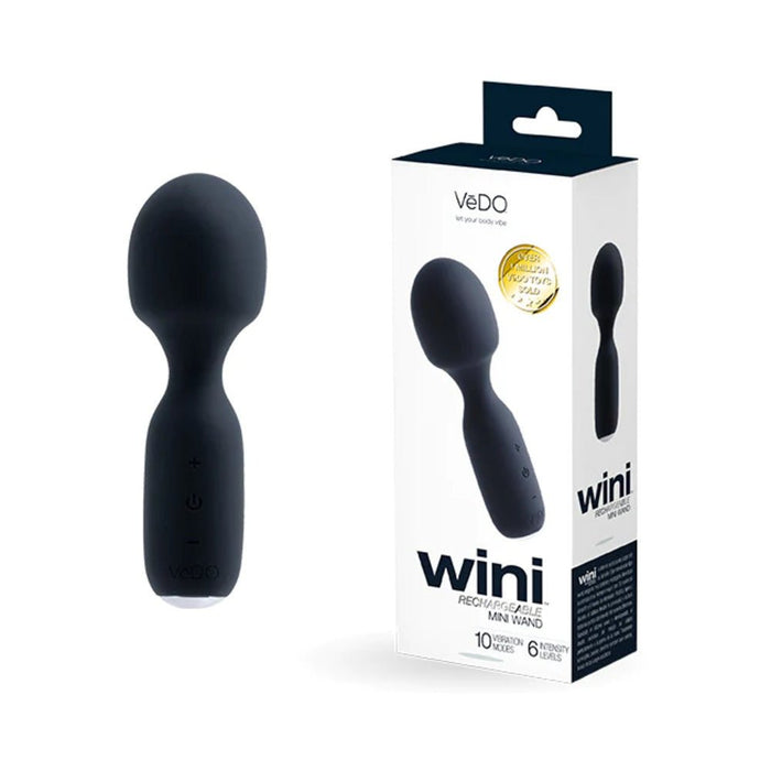 Vedo Wini Rechargeable Mini Wand Just Black - SexToy.com