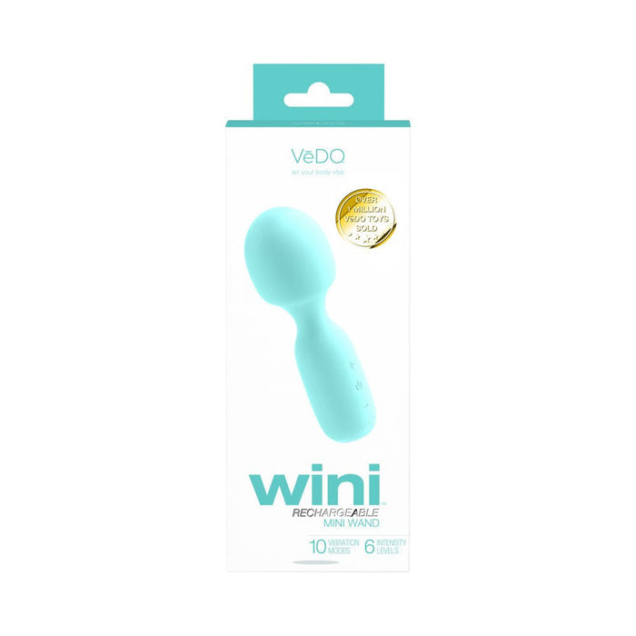 Vedo Wini Rechargeable Mini Wand Tease Me Turquoise - SexToy.com