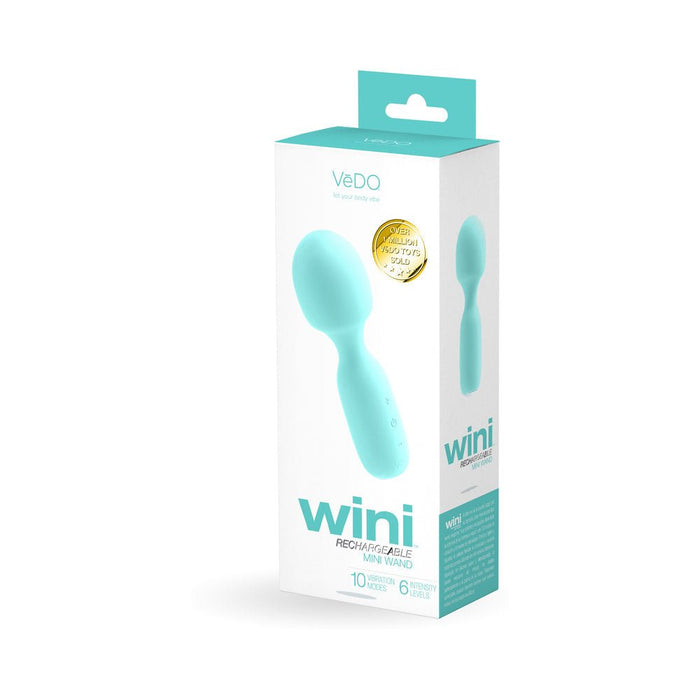 Vedo Wini Rechargeable Mini Wand Tease Me Turquoise - SexToy.com