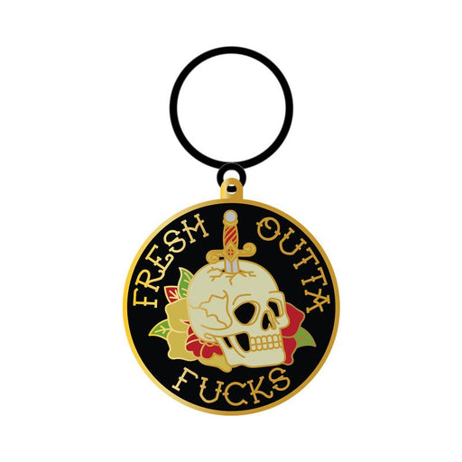 Wood Rocket Fresh Outta Fucks Skull Keychain - SexToy.com